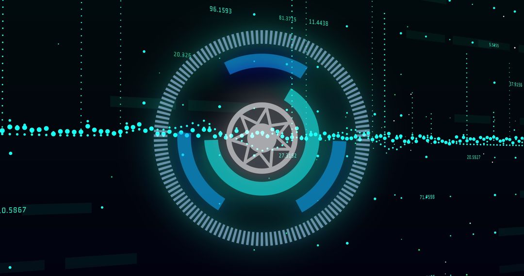 Digital Financial Data and Analysis Concept with Circular HUD Interface