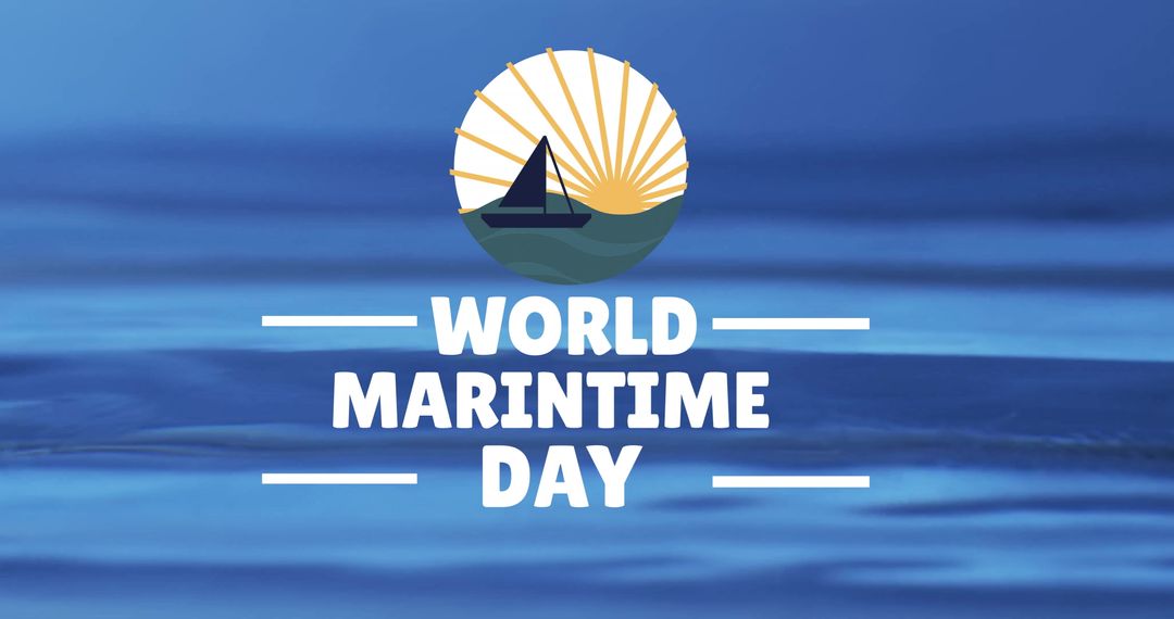 World Maritime Day Celebration Banner with Abstract Sail and Sun