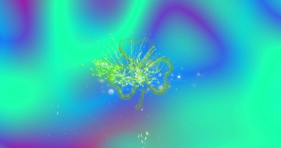 Vibrant Digital Particle Burst on Multicolored Abstract Backdrop