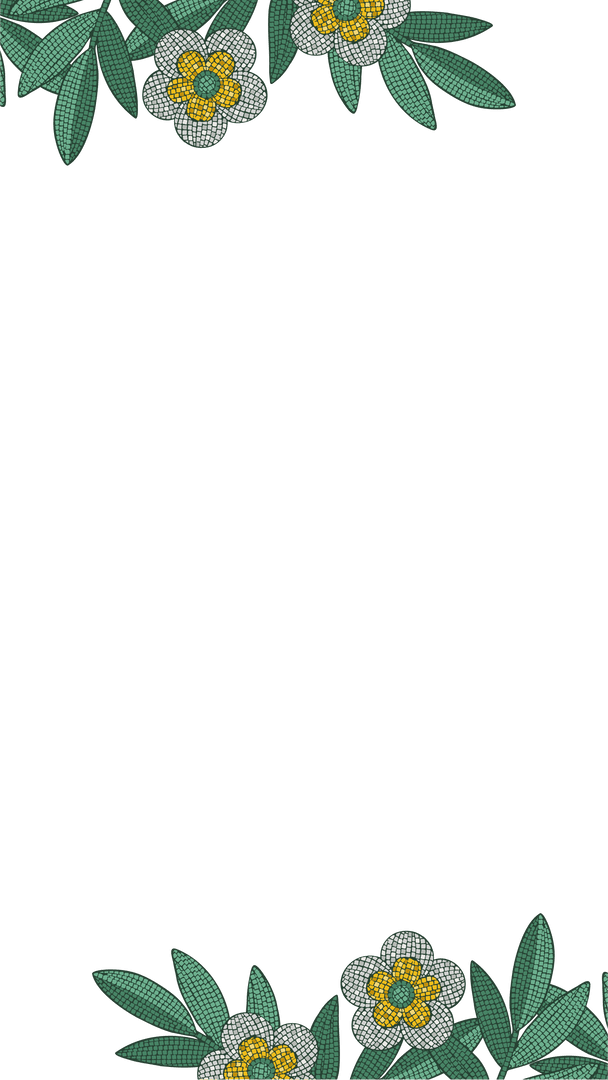 Floral Border Pattern with White Flowers on Transparent Background