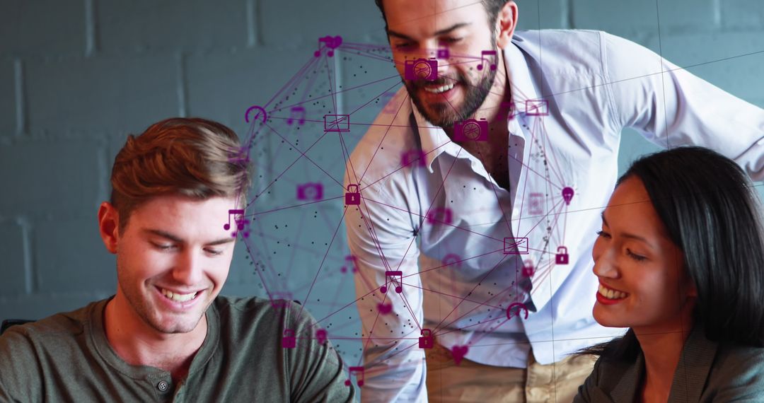 Diverse Team Collaborating Over Digital Network Concept