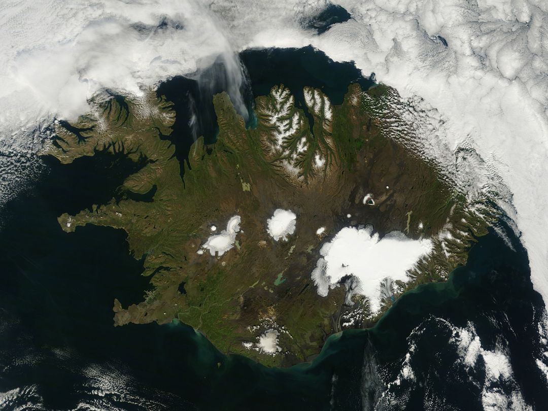 Icelandic Landscape Captured from Space on Sunny August Day - Free Images, Stock Photos and Pictures on Pikwizard.com