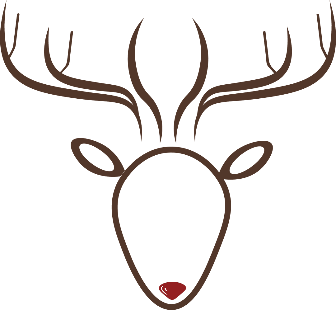 Transparent Reindeer Icon with Red Nose and Antlers for Christmas Decor