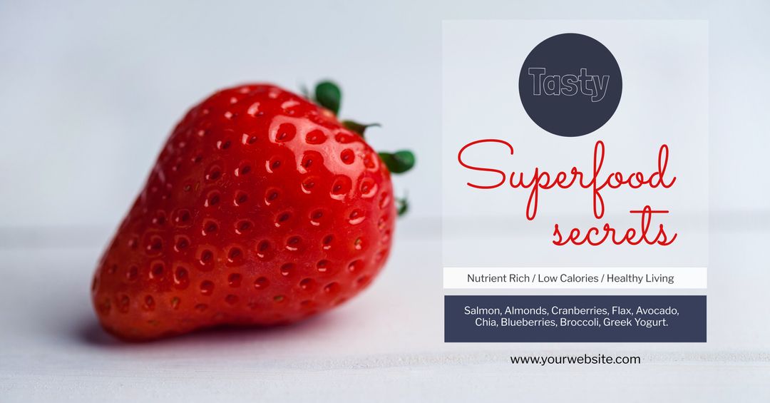 Healthy Eating Promotion Template with Strawberry for Blogs and Ads - Download Free Stock Templates Pikwizard.com