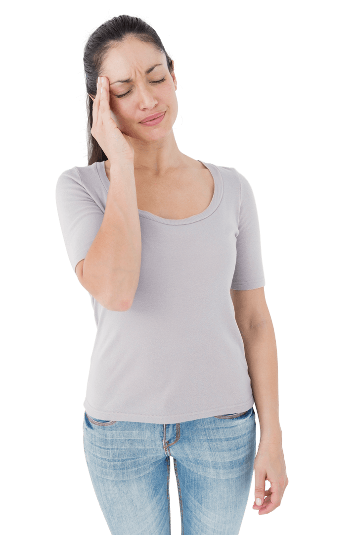 Transparent Woman Suffering from Migraine Isolated
