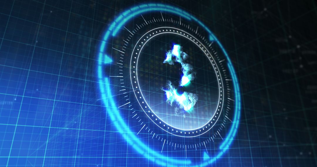 Digital Currency Symbol Rotating in Futuristic Space