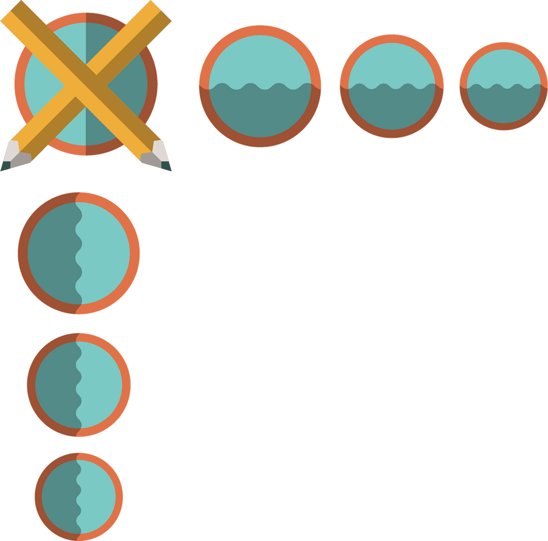 Creative Education Concept with Pencils and Circles on Transparent Background