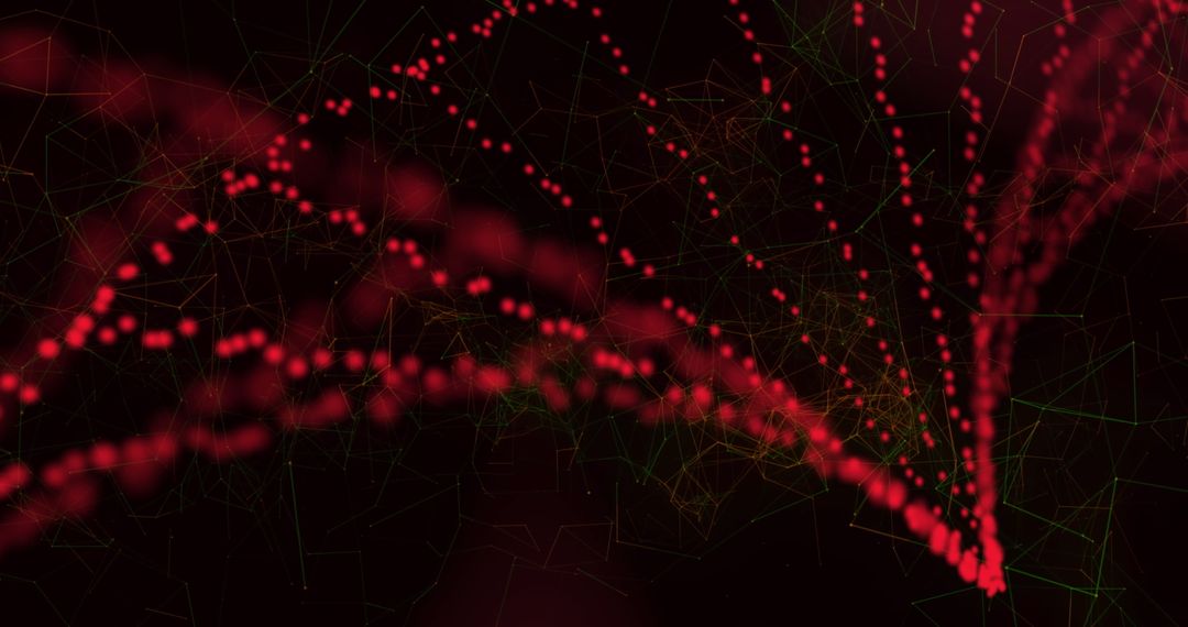 Abstract Red DNA Strand with Network Lines