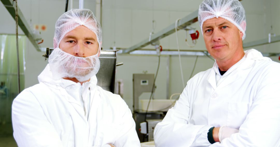 Confident Butchers in Hygienic Meat Processing Facility - Free Images, Stock Photos and Pictures on Pikwizard.com