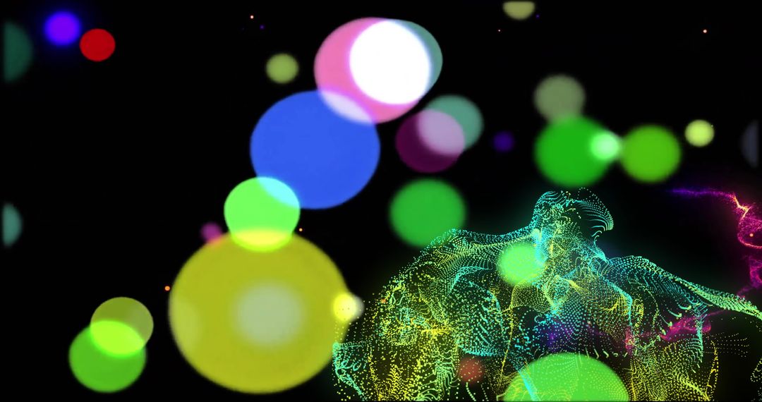 Colorful Abstract Light Circles on Black Background