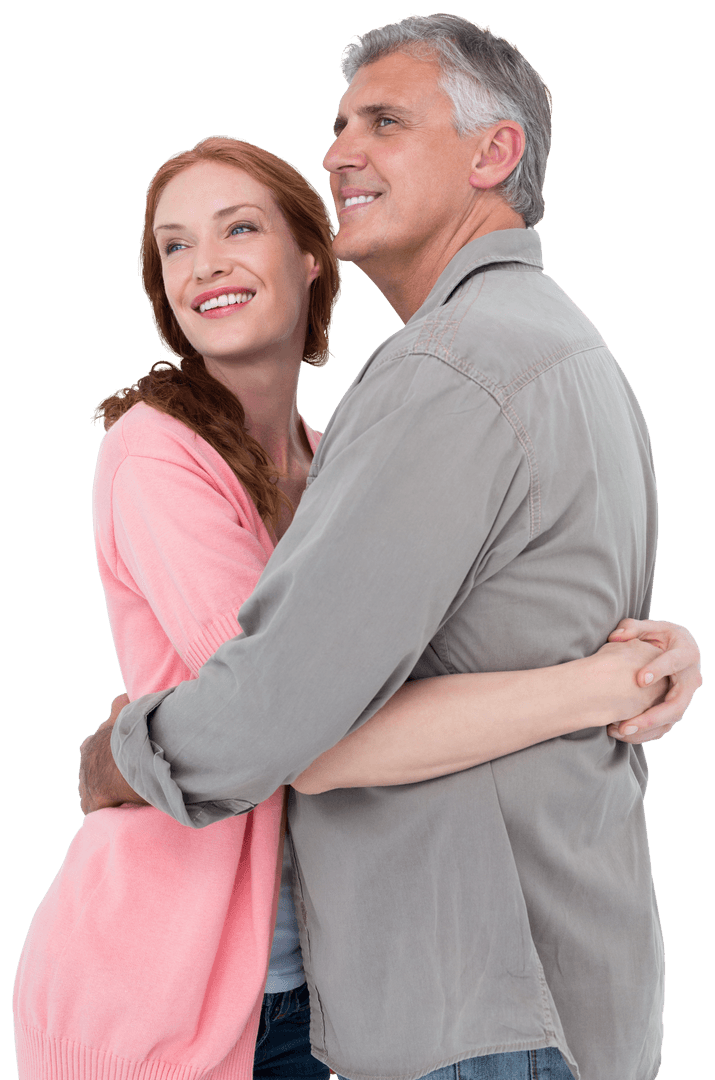 Transparent Affectionate Mature Couple Embracing Joyfully