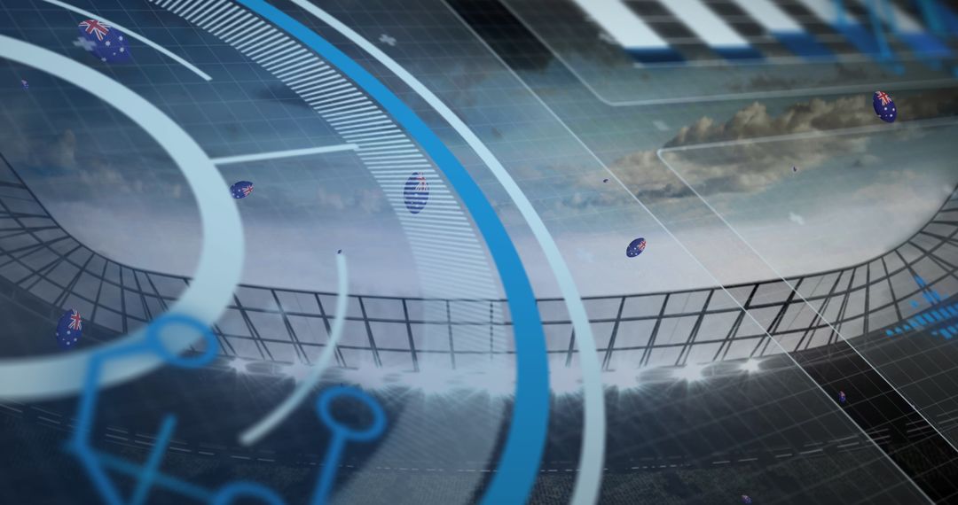 Futuristic Rugby Concept with Australia Flags in Stadium