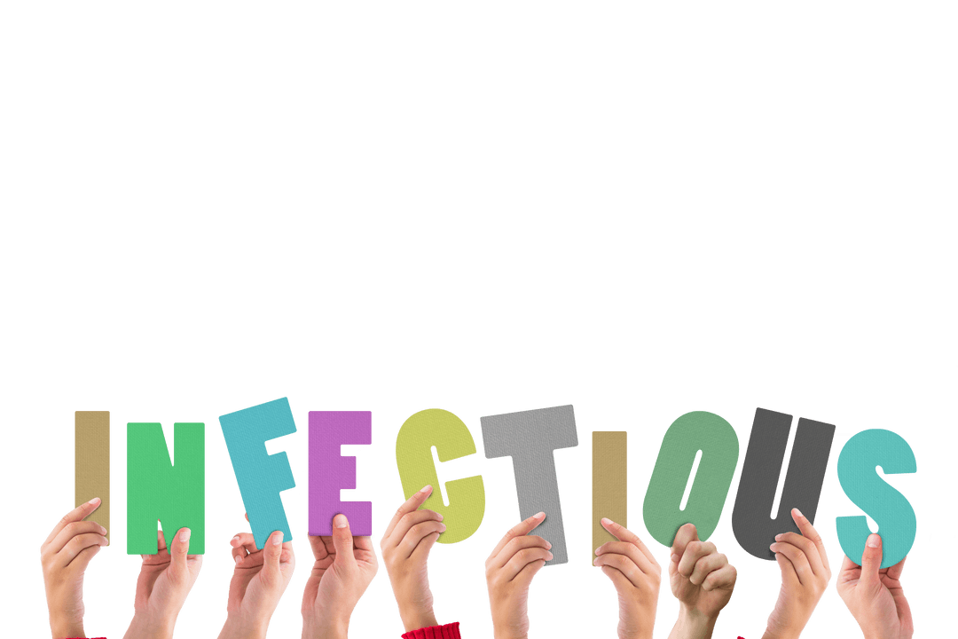 Diverse Hands Holding Infectious Letters Transparent Background