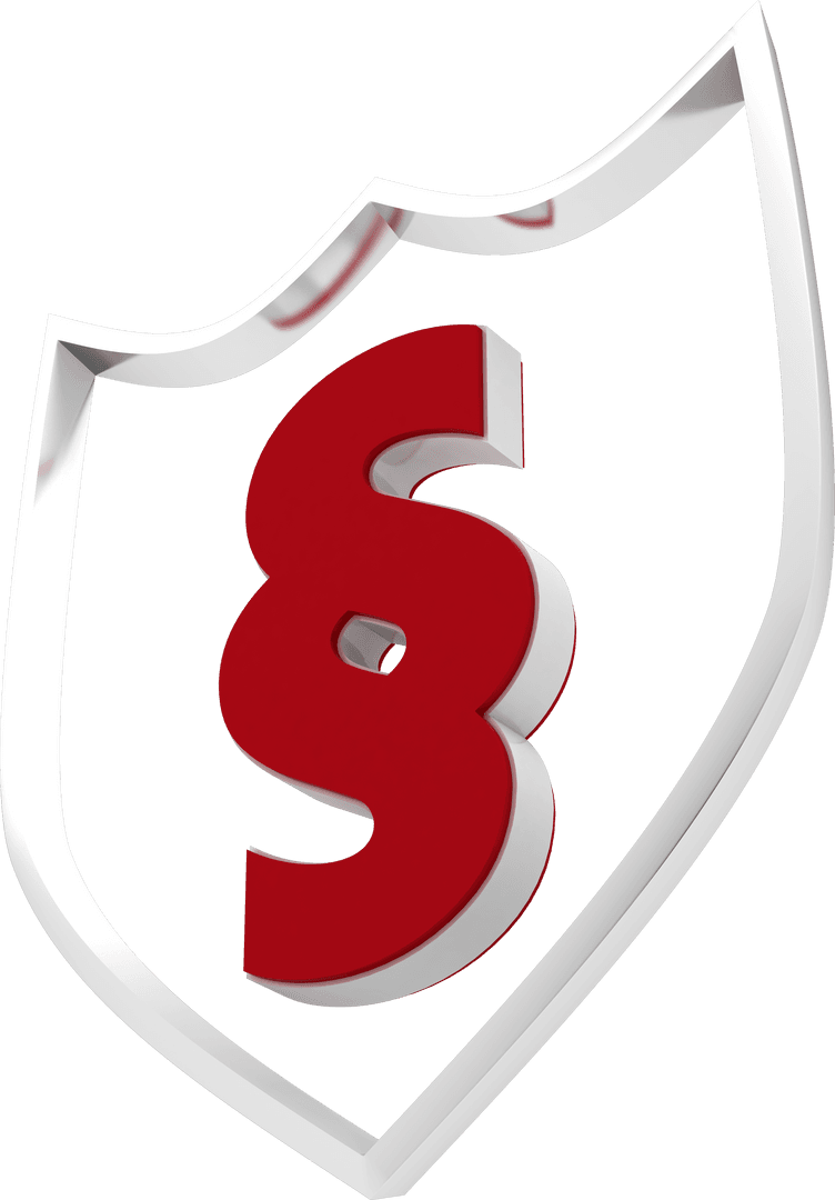 Transparent Red Section Symbol in White Shield Icon