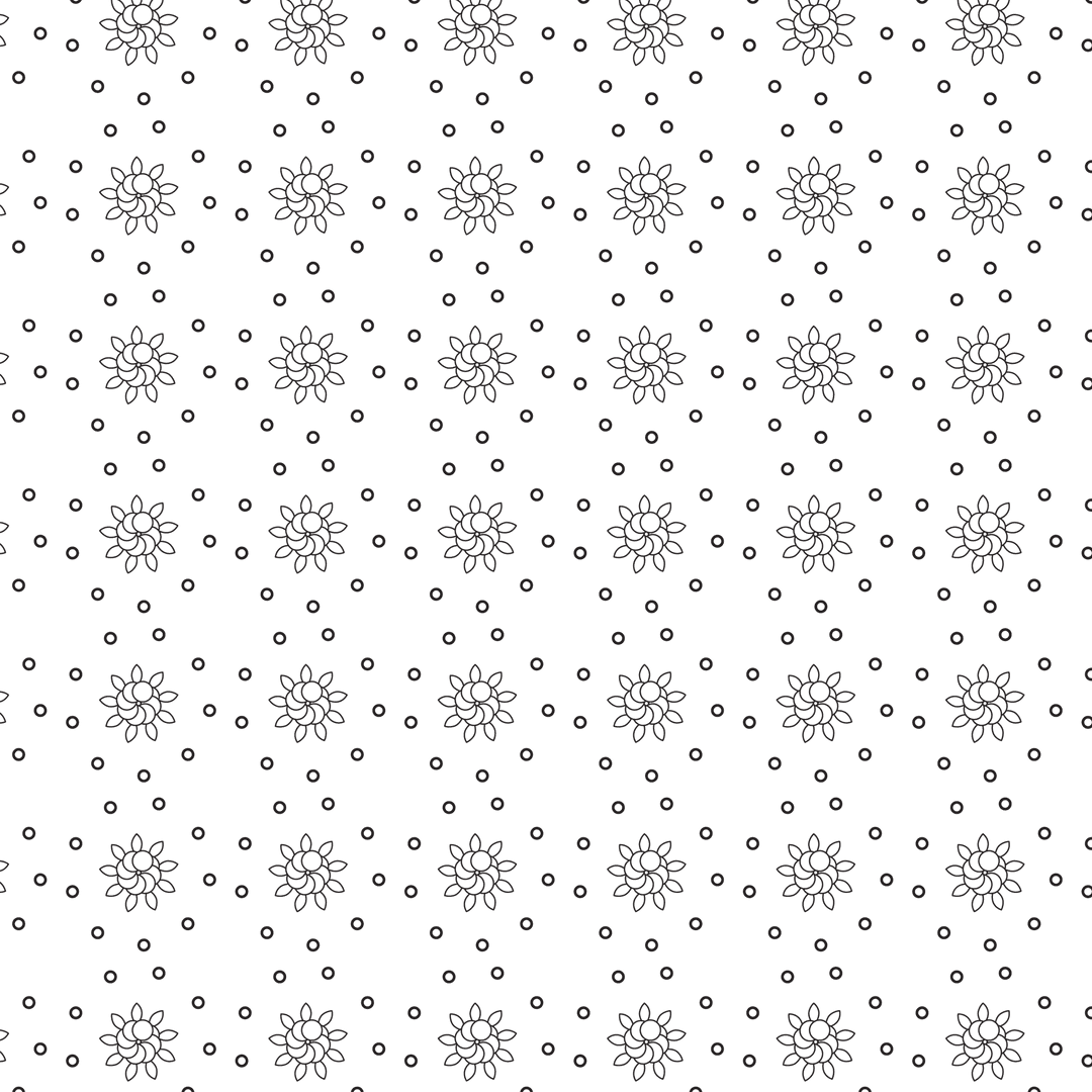 Floral Pattern Black Shapes Transparent Background Illustration