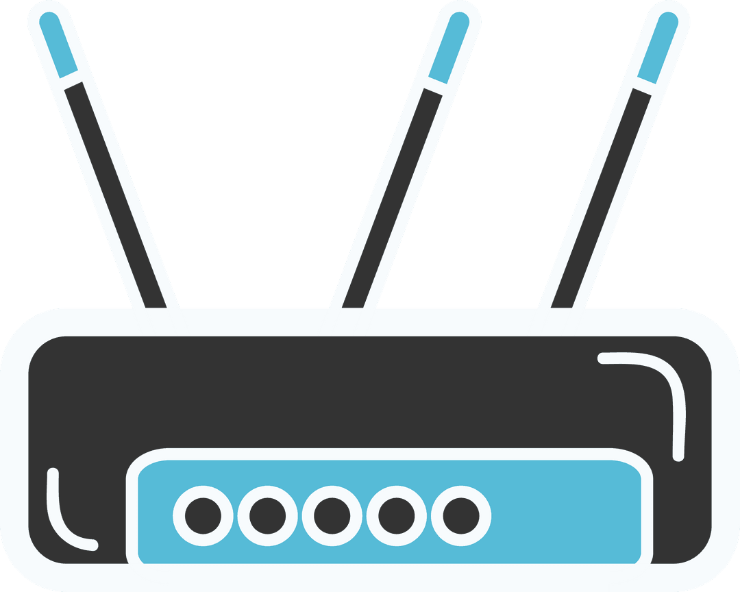 Transparent Wireless Router Icon in Blue and White