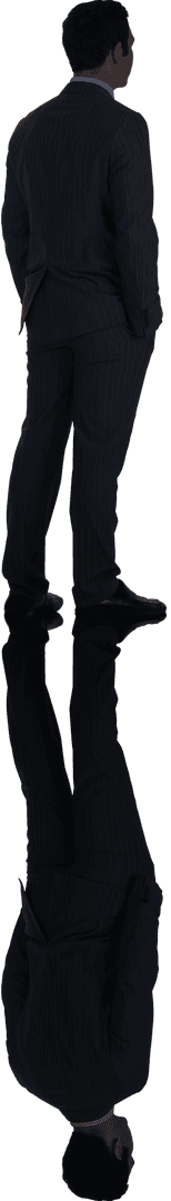 Businessman Standing with Elegant Reflected Silhouette on Transparent Background