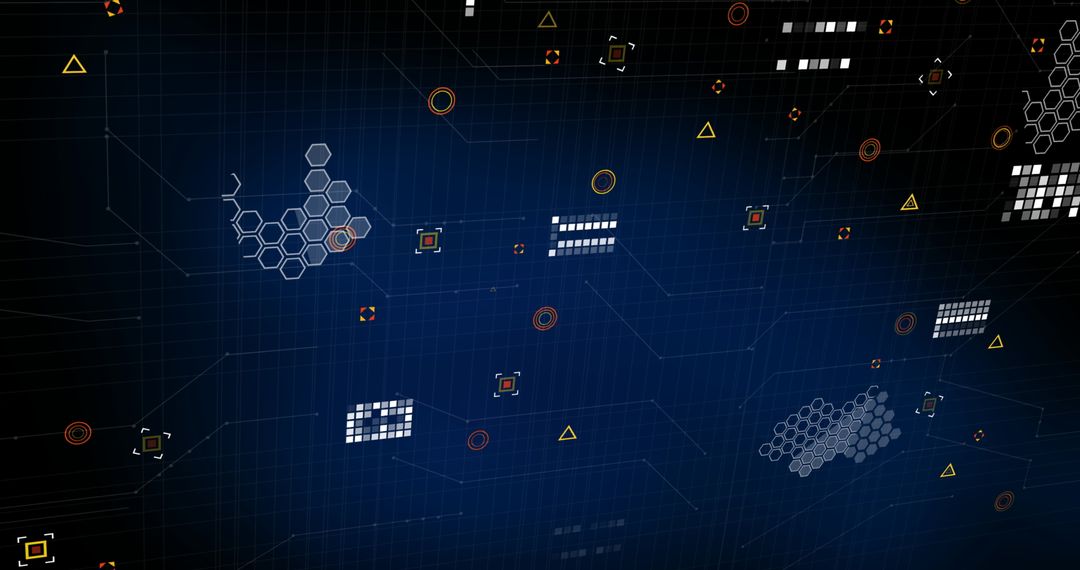 Digital Data Networking Analysis in Dark Blue Background