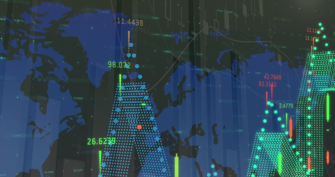 Global Financial Data Analysis Over Digital World Map