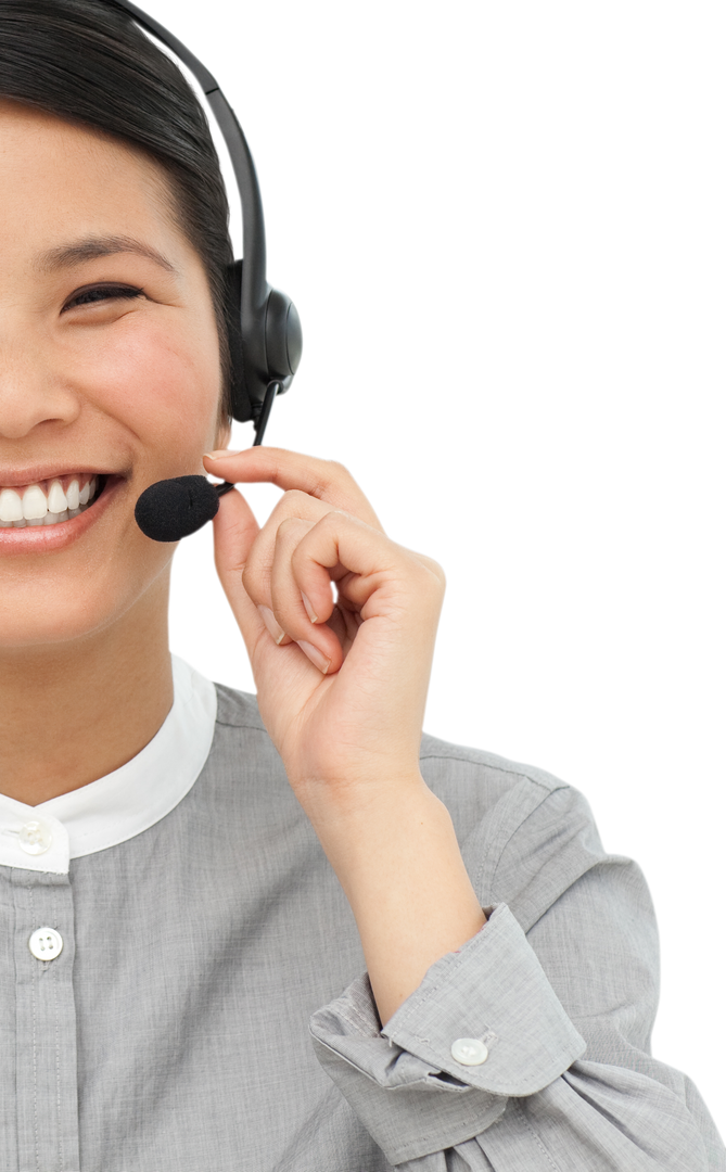 Transparent Asian Businesswoman Wearing Headset Smiling - Download Free Stock Images Pikwizard.com