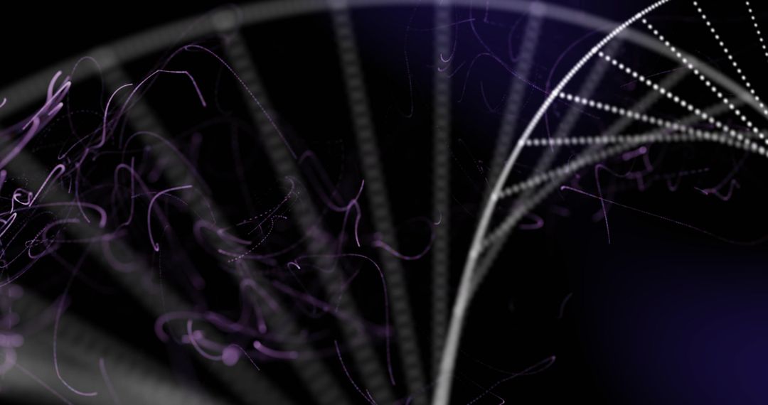 Digital DNA Strand with Purple Glowing Mesh