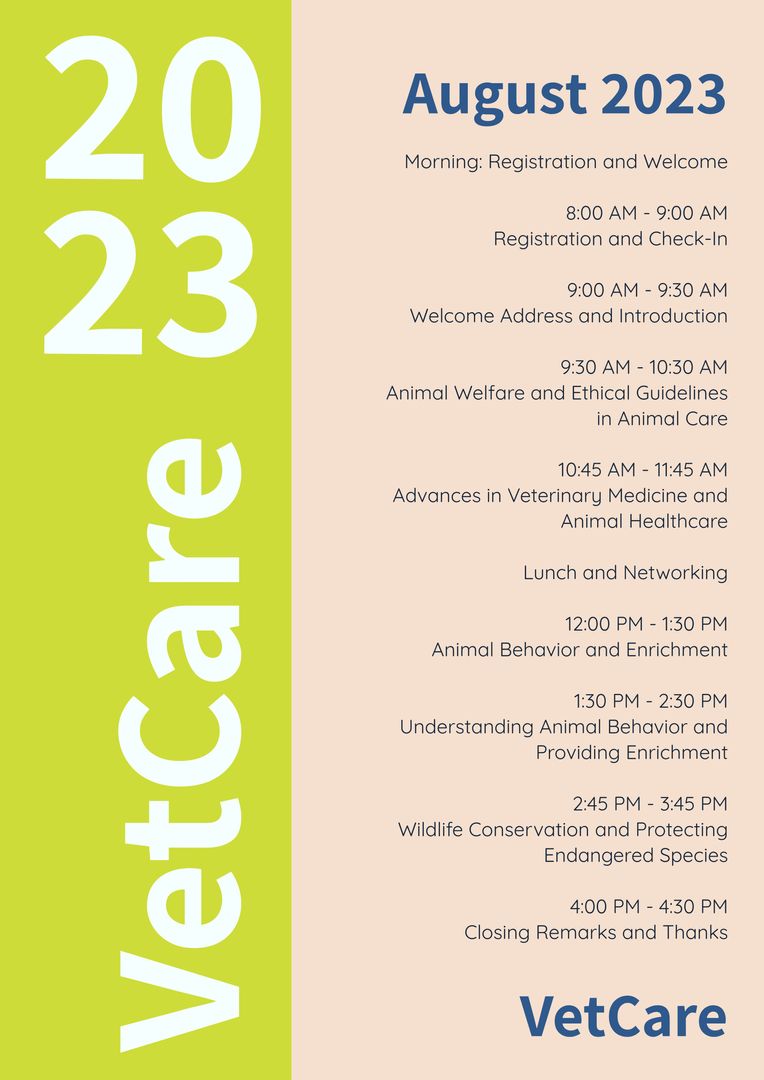 Veterinary Conference Schedule with Bold Teal Design