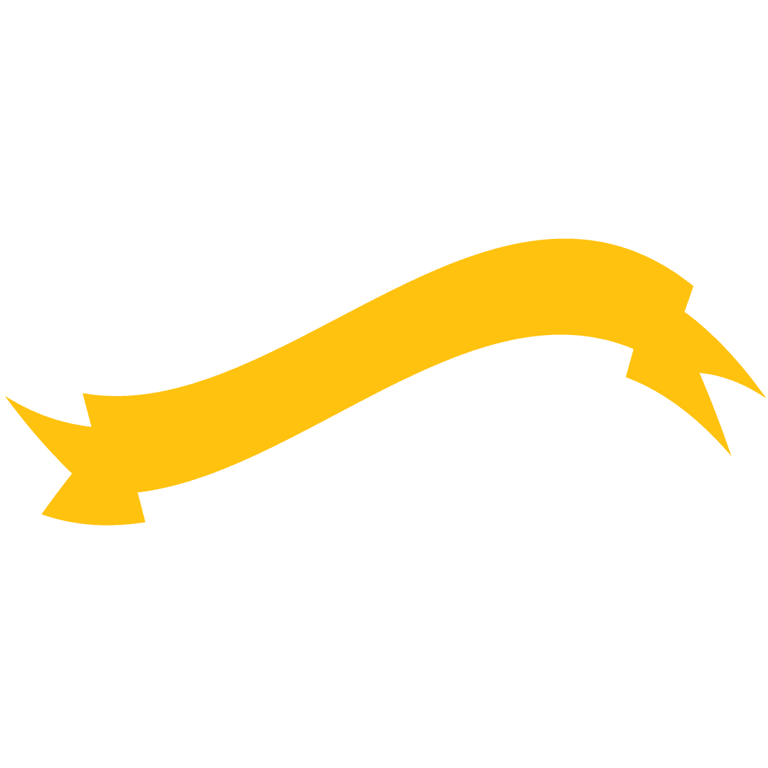 Curved Yellow Ribbon with Copy Space on Transparent Background