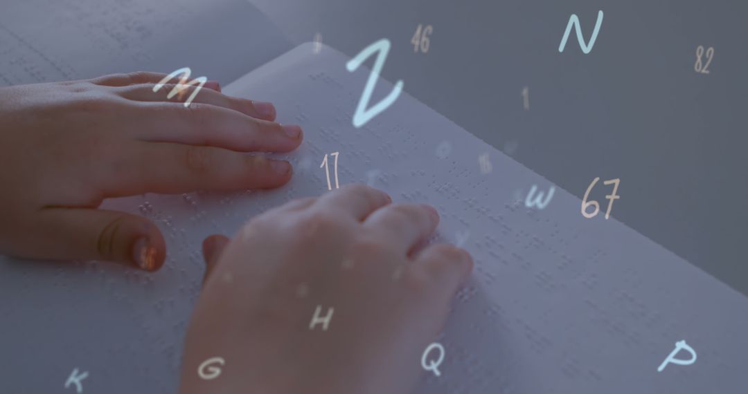 Hands Reading Braille with Floating Letters - Free Images, Stock Photos and Pictures on Pikwizard.com