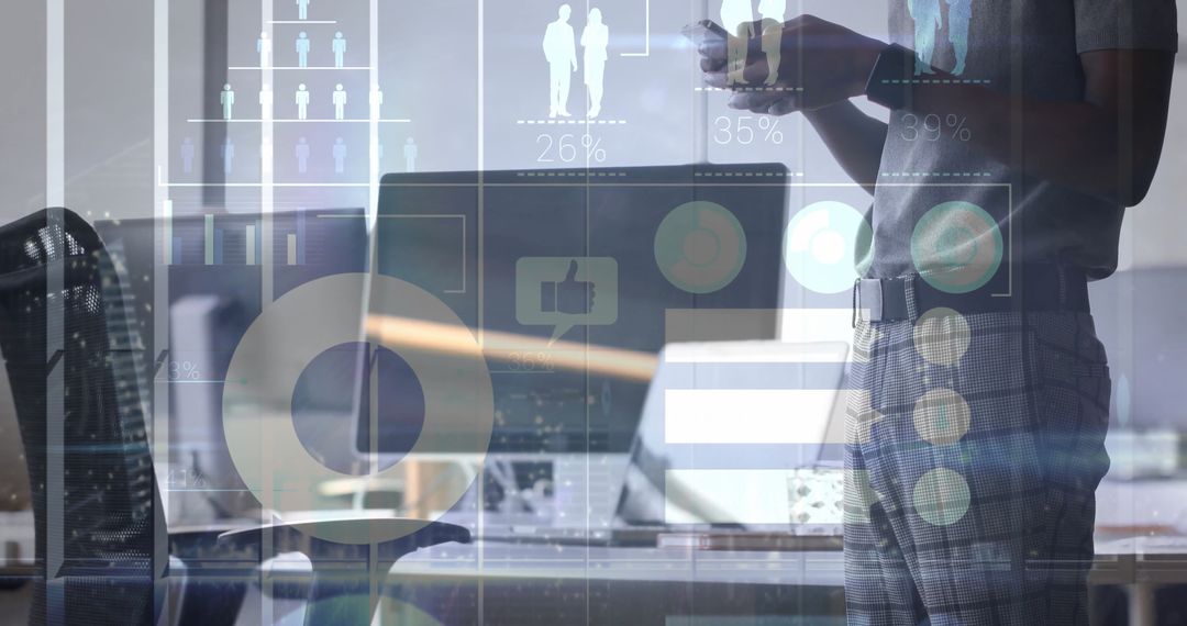 Professional Analyzing Data on Smartphone in Modern Workspace