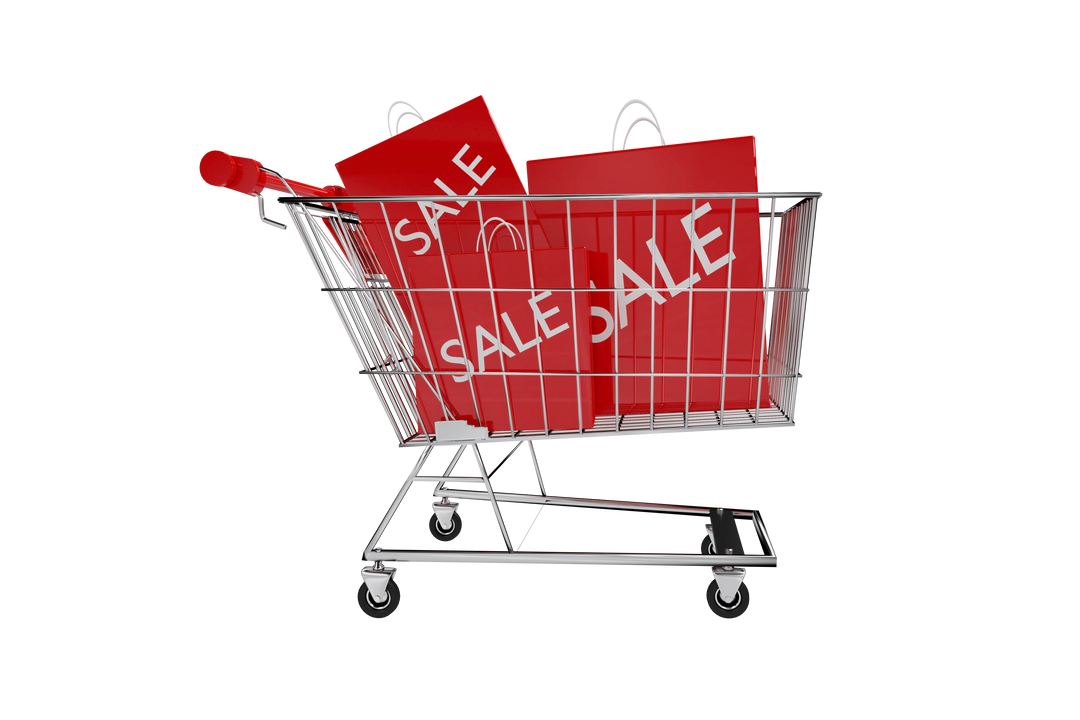 Transparent Shopping Trolley Filled with Sale Bags - Download Free Stock Images Pikwizard.com