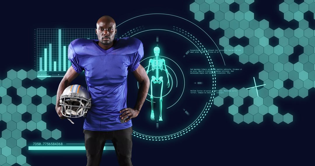 American Football Player Analyzed with Digital Interface
