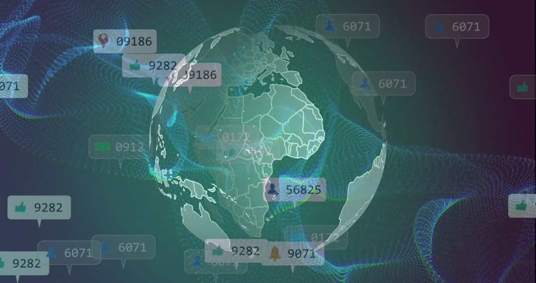 Social Networking on Digital Green Globe Background