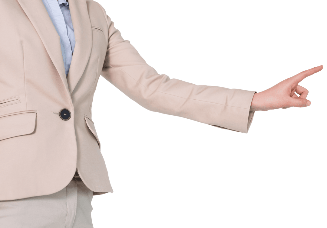 Focused Businessperson Pointing on Transparent Background