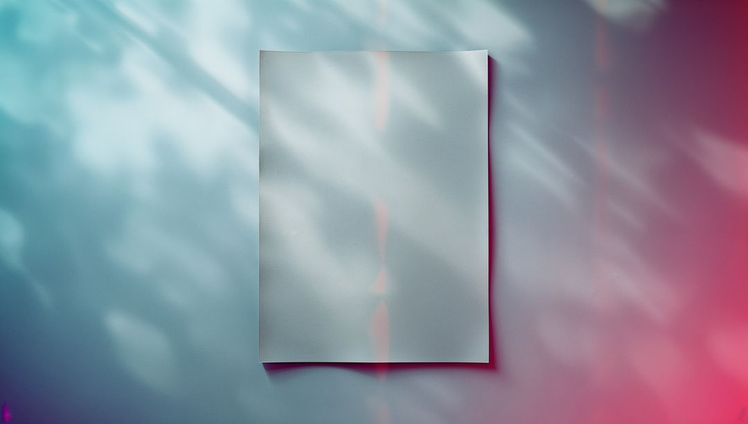 Blank White Paper Illuminated with Gradient Lighting