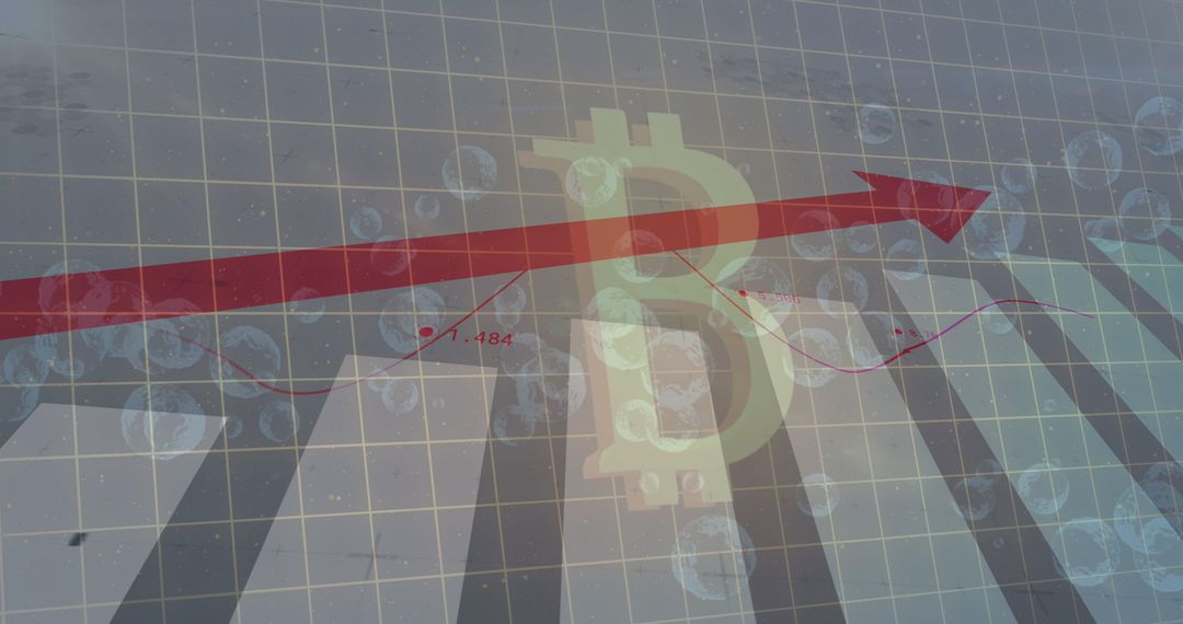 Rising Bitcoin Trends with Financial Data Background