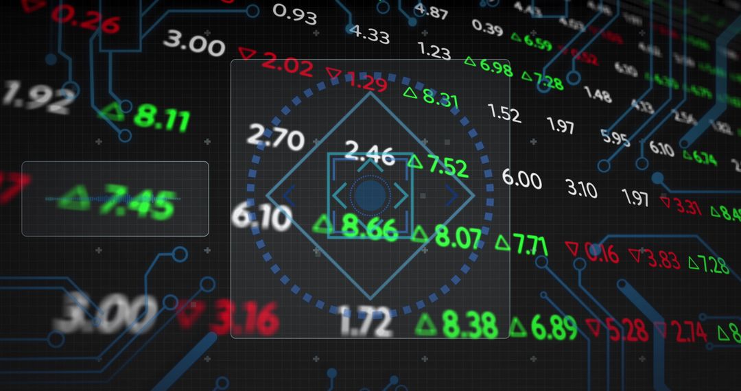 Futuristic Digital Trading Dashboard Displaying Stock Market Data
