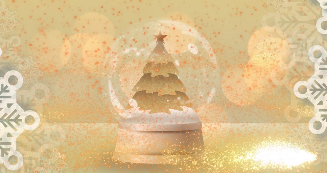 Festive Snow Globe with Christmas Tree and Falling Stars - Free Images, Stock Photos and Pictures on Pikwizard.com