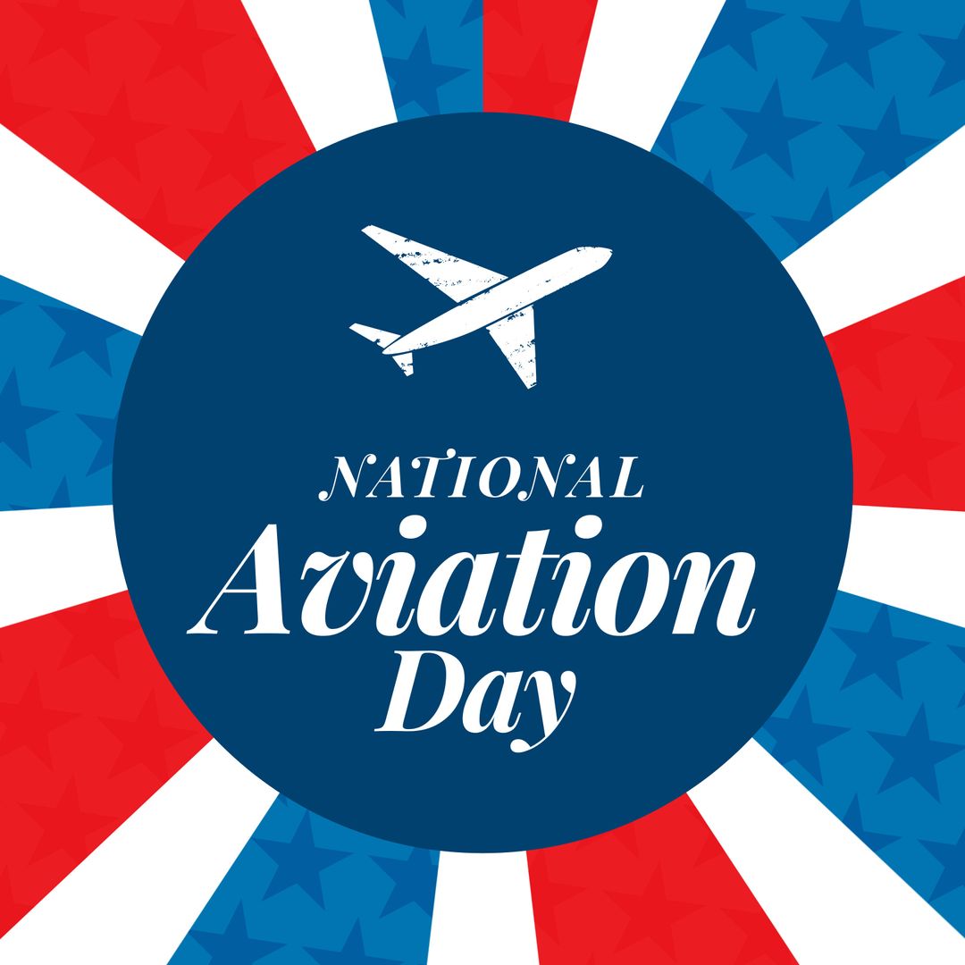 National Aviation Day Celebration with Airplane Illustration and Flag Colors