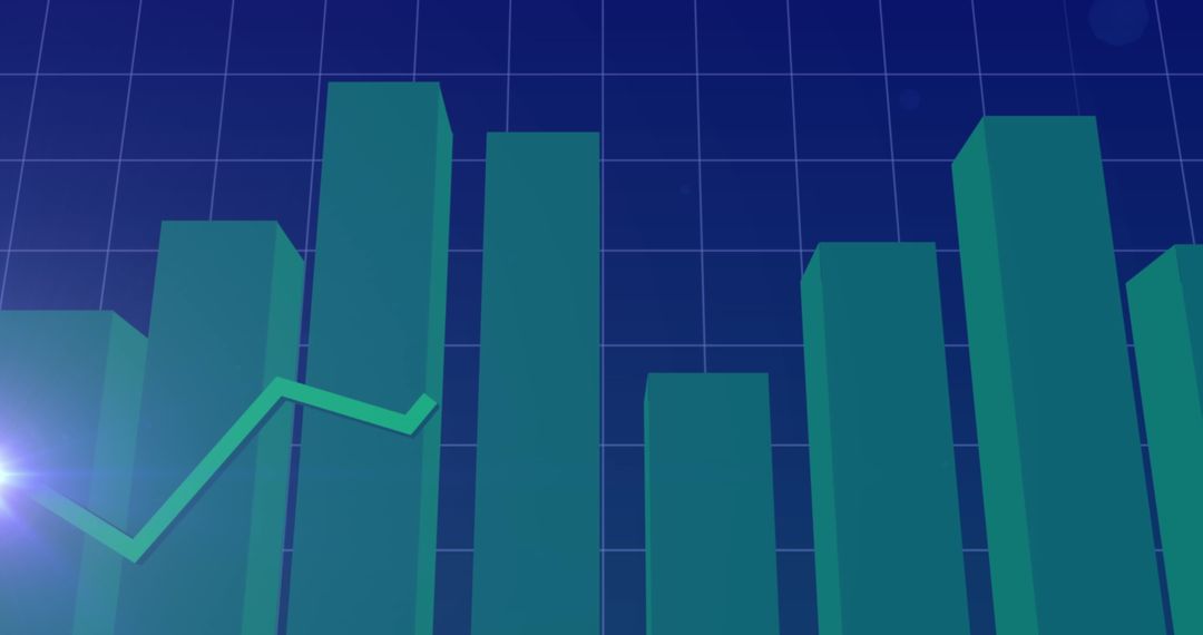 Rising Green Line on Financial Bar Graph