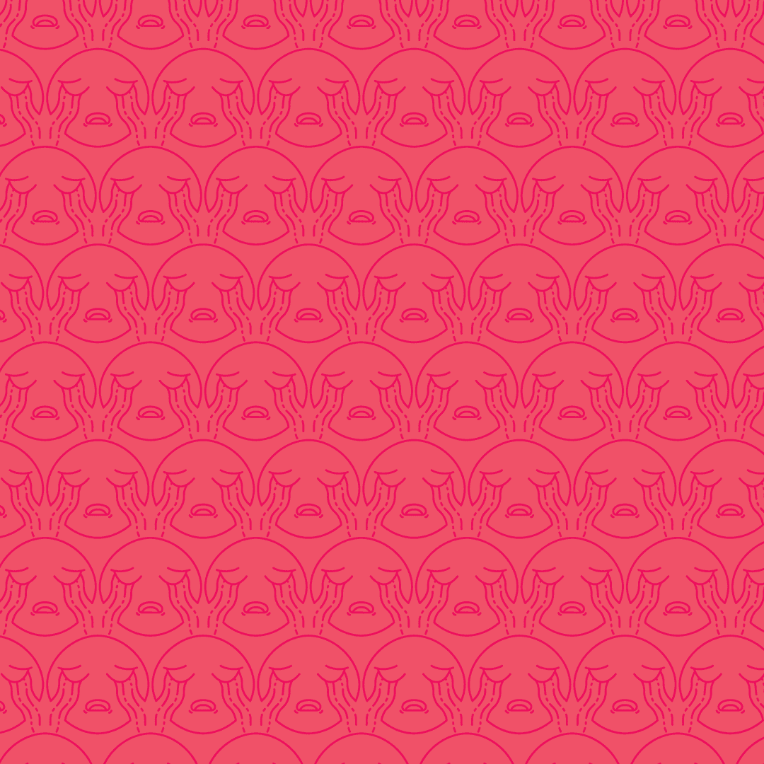 Transparent Pattern of Crying Emoji Icons on Pink