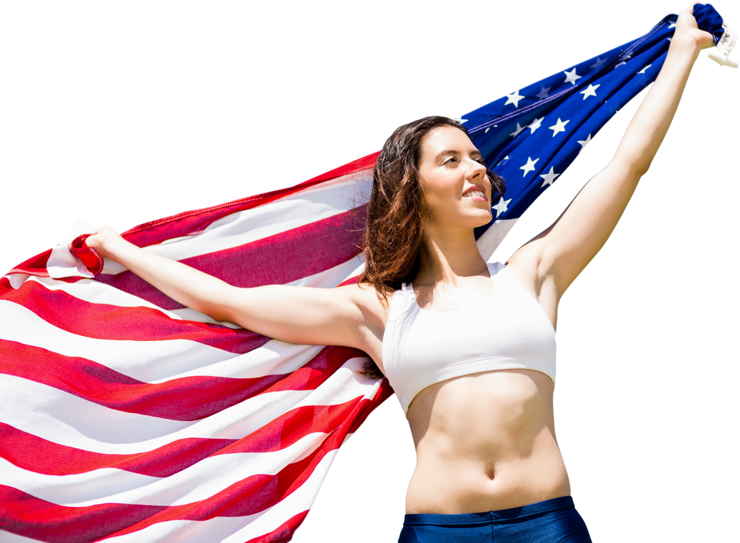 Transparent Smiling Woman Holding American Flag in Patriotic Celebration - Download Free Stock Images Pikwizard.com