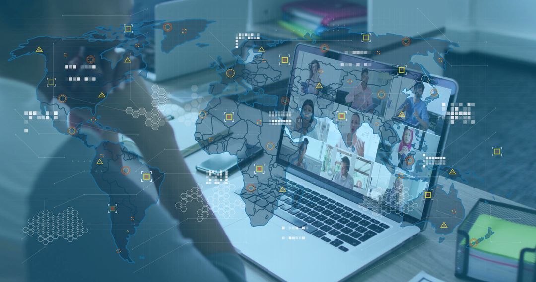 Global Virtual Collaboration Concept with Digital Map Overlay