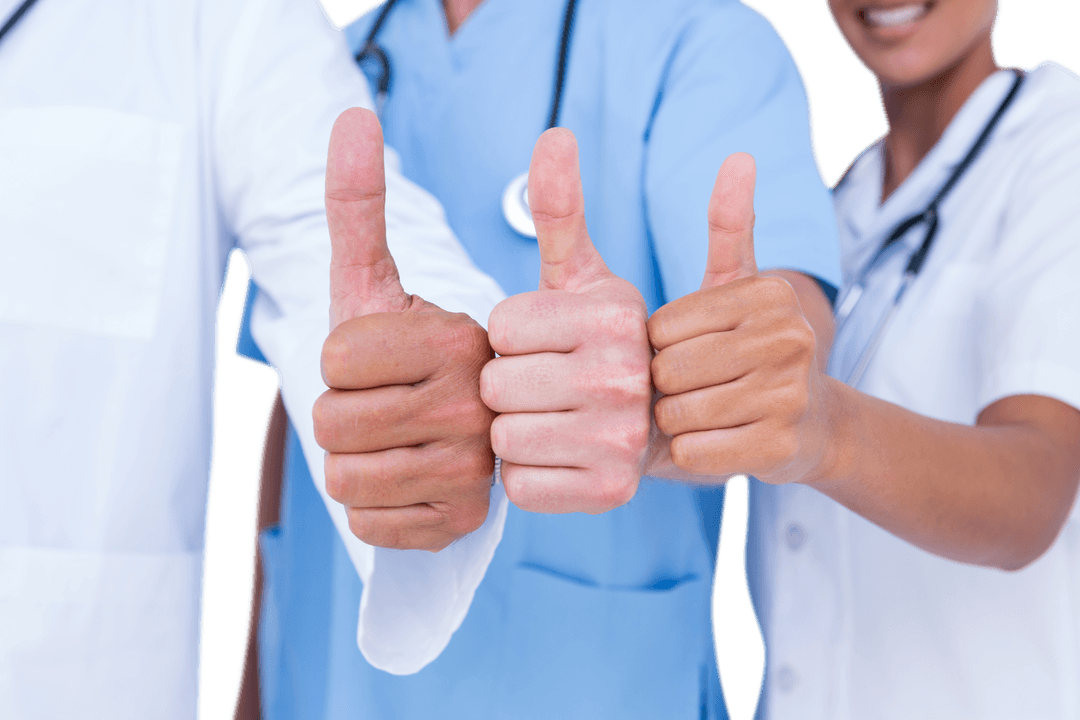 Medical Team Giving Thumbs Up Transparent Unity Concept