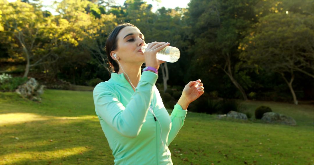 Woman Staying Hydrated After Exercise in Park - Free Images, Stock Photos and Pictures on Pikwizard.com