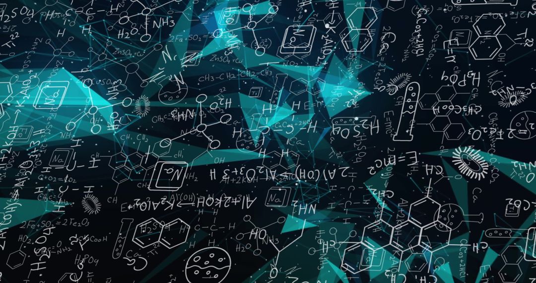 Abstract Background of Mathematical and Chemical Formulas on Black Surface