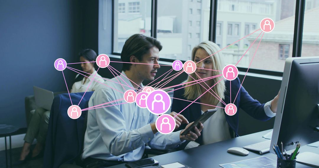 Modern Professionals Collaborating in Connected Office