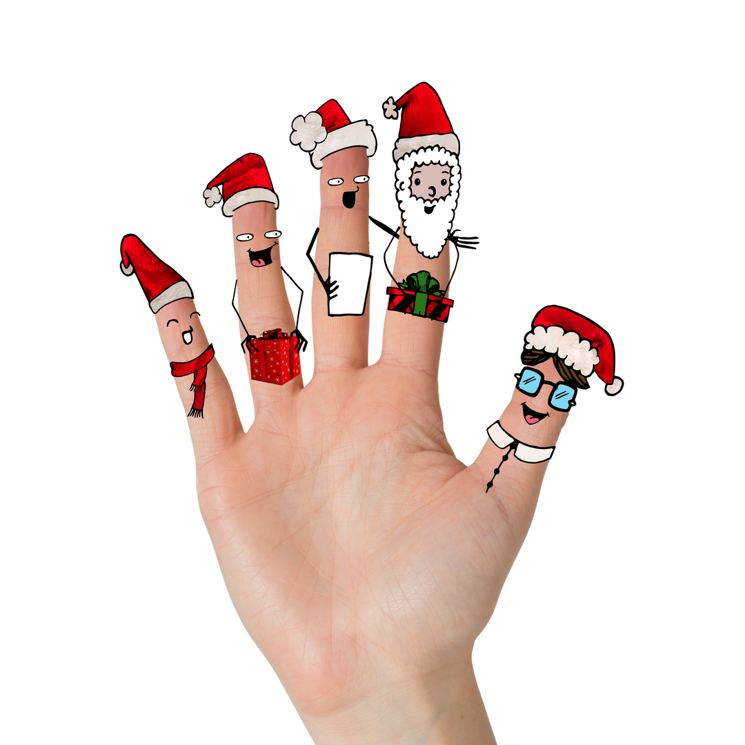 Hand with Santa Claus Fingers Illustrations on Transparent Background - Download Free Stock Images Pikwizard.com