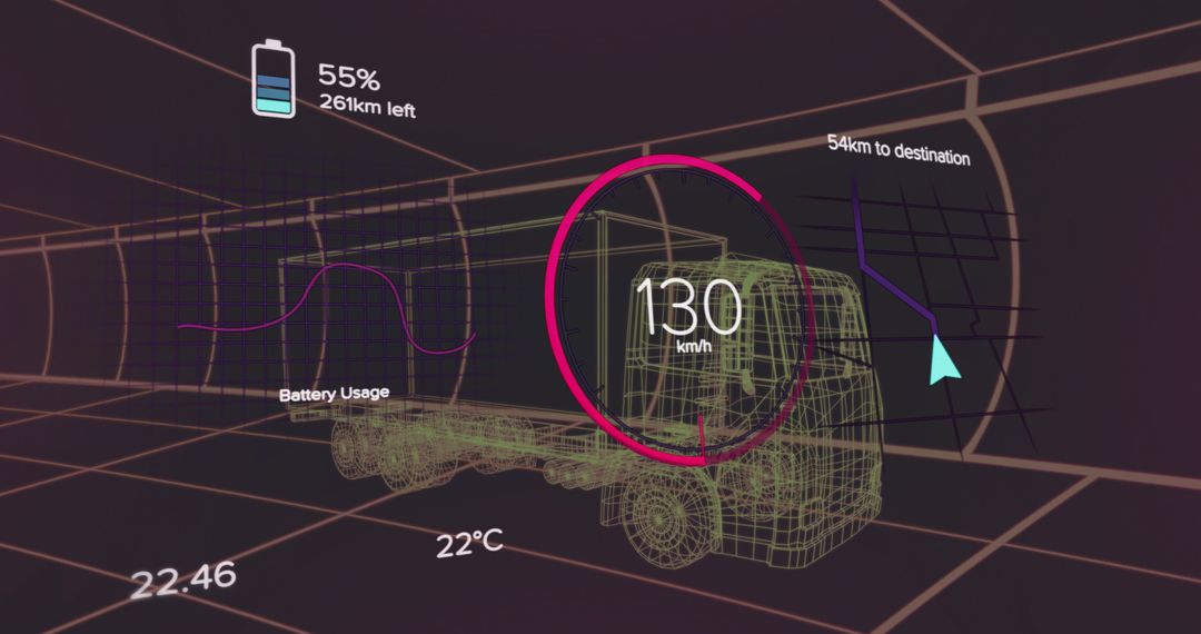Futuristic Battery-Efficient Truck with Digital Dashboard