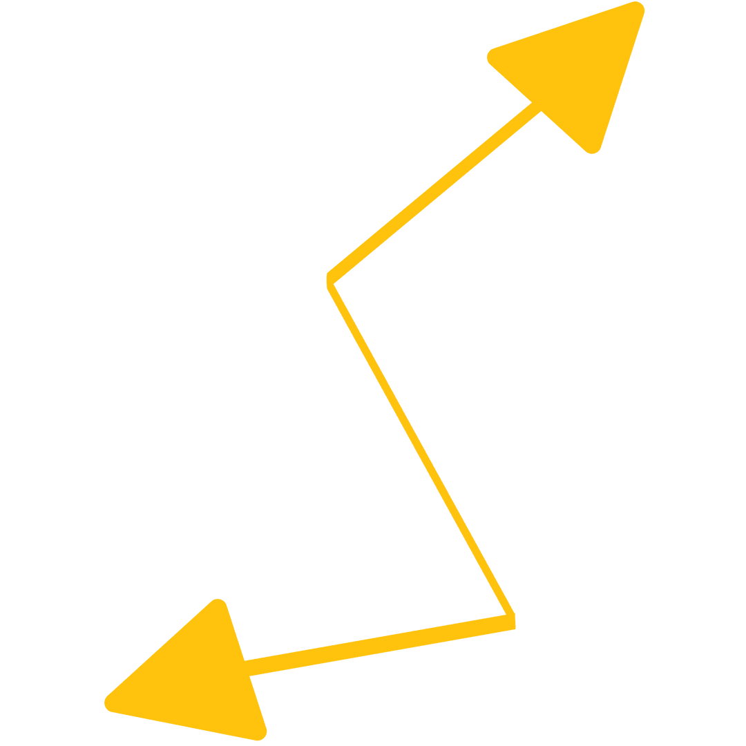 Yellow Zig Zag Two-Sided Arrow on Transparent Background