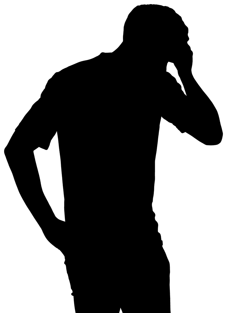 Despair Man Silhouette Touching Head Transparent Background